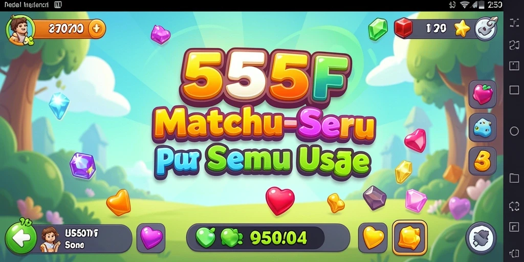 Tampilan gameplay seru dari 555F dengan permata berwarna-warni.
