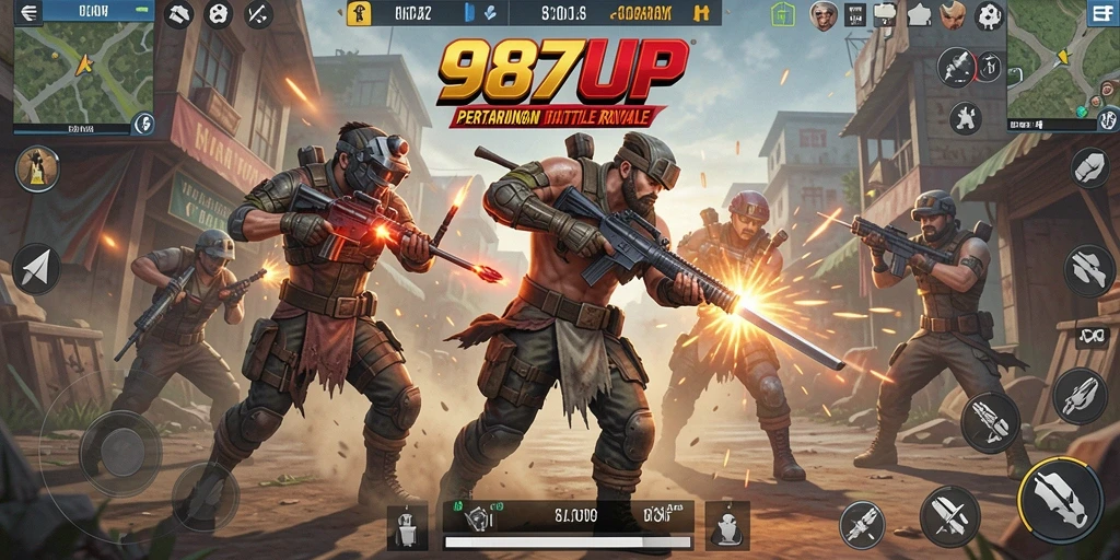Tampilan gameplay seru di arena Battle Royale 987UP.