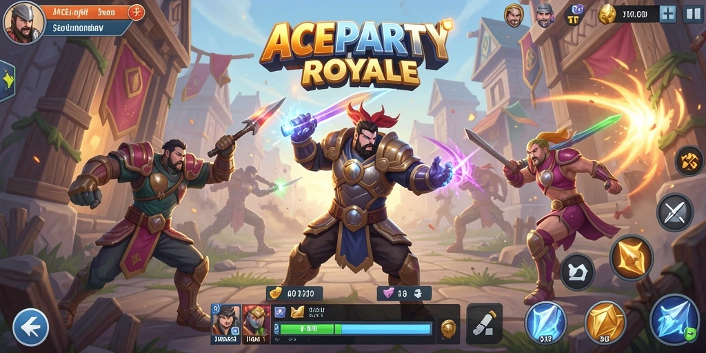 Screenshot gameplay ACEPARTY menampilkan pertempuran Royale yang seru dan intens.