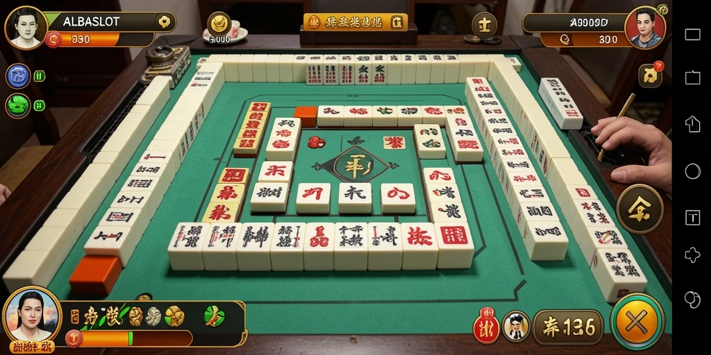 Screenshot gameplay ALBASLOT yang menunjukkan keseruan permainan Mahjong.