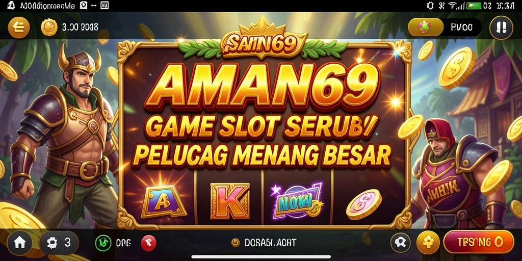 Tampilan gameplay yang penuh warna dan menarik di dalam AMAN69.