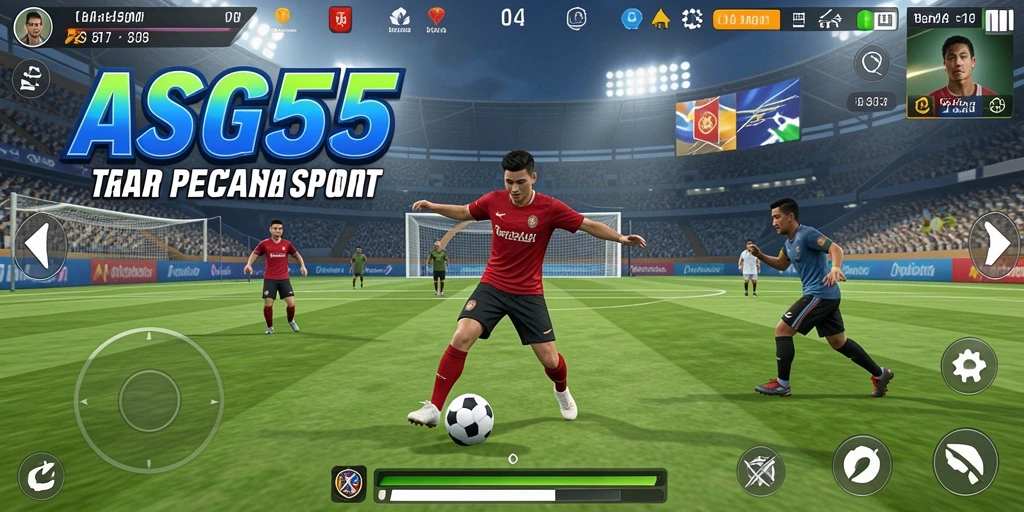 Tangkapan layar utama ASG55 menunjukkan aksi olahraga yang mendebarkan dan gameplay penuh energi.