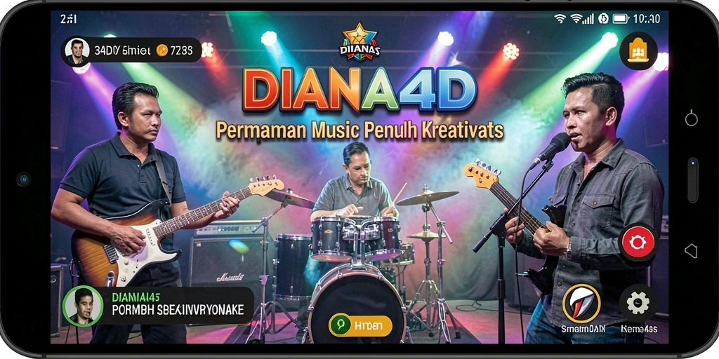 Screenshot permainan DIANA4D menampilkan pengalaman musik yang seru.