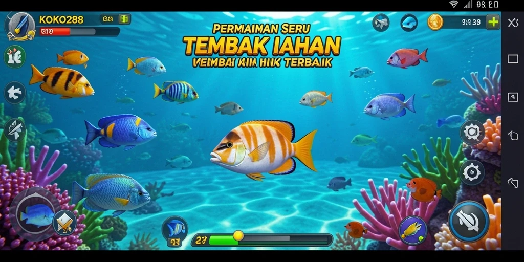 Tampilan gameplay KOKO288 dengan aksi tembak ikan yang seru.