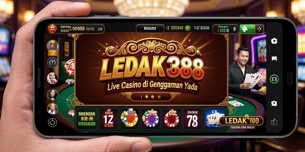 Screenshot dari permainan Live Casino LEDAK388 dengan dealer langsung.