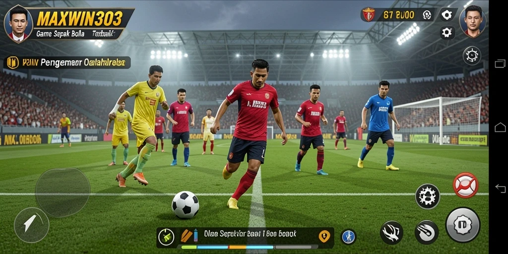 Tampilan gameplay nyata dari game sepak bola MAXWIN303.