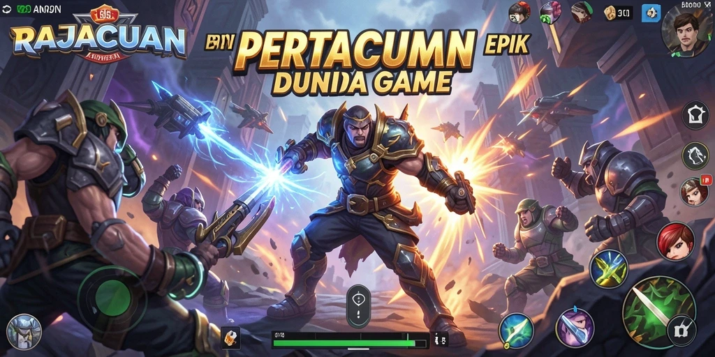 Gameplay seru dan mendebarkan dari RAJACUAN yang menampilkan pertarungan epik.