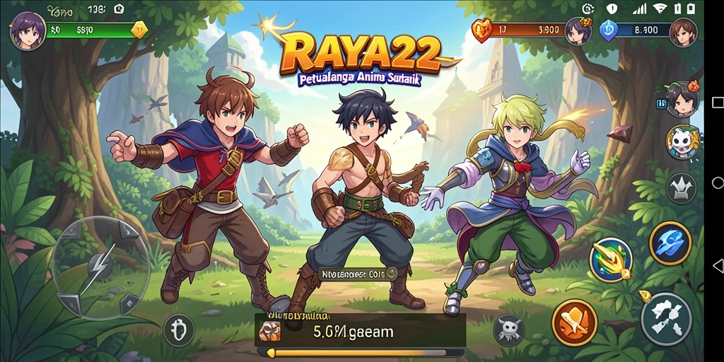 Tampilan gameplay RAYA22 dengan karakter anime yang mempesona.