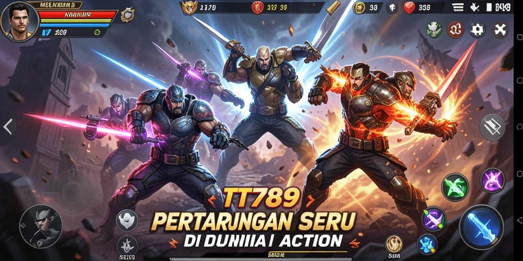 Screenshot utama TT789 menampilkan aksi pertarungan yang intens.