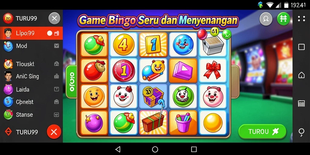 Tampilan gameplay seru Bingo di TURU99 dengan interaksi sosial.