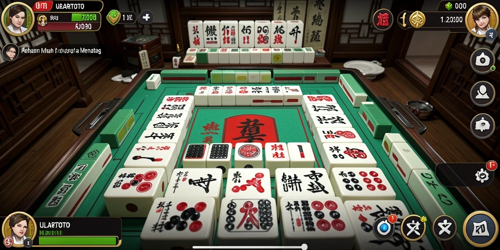 Screenshot gameplay ULARTOTO yang menampilkan aksi mencocokkan ubin Mahjong.