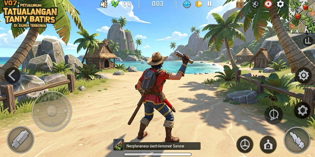 Screenshot V07 menampilkan aksi seru dalam dunia terbuka.